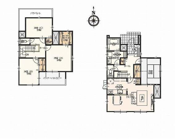 Floor plan. (No. 1 point), Price 20.8 million yen, 4LDK, Land area 159.55 sq m , Building area 107.64 sq m