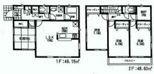 Floor plan. 16,900,000 yen, 4LDK, Land area 271.91 sq m , Building area 96.79 sq m