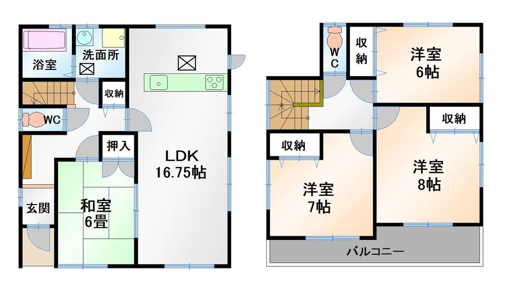 Floor plan. (3 Building), Price 19,800,000 yen, 4LDK, Land area 283.52 sq m , Building area 105.77 sq m