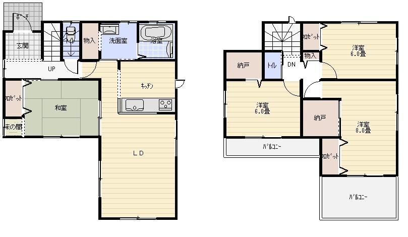 Floor plan. 17,390,000 yen, 4LDK, Land area 194 sq m , Building area 105.98 sq m