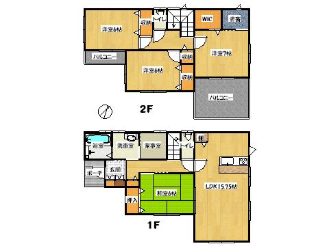 Floor plan. 23,390,000 yen, 4LDK, Land area 210.8 sq m , Building area 107.64 sq m