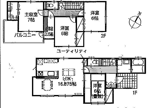 Floor plan. 19,390,000 yen, 4LDK, Land area 191 sq m , Building area 106.82 sq m 1 Building Floor
