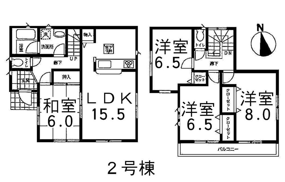 Floor plan. (Building 2), Price 18,800,000 yen, 4LDK, Land area 176.99 sq m , Building area 97.2 sq m