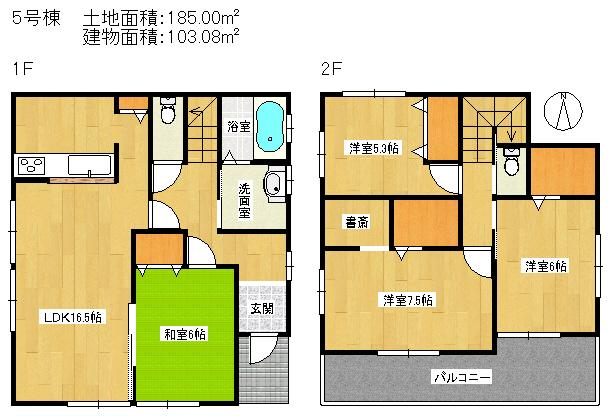 Floor plan. 17,390,000 yen, 4LDK, Land area 185 sq m , Building area 108.08 sq m