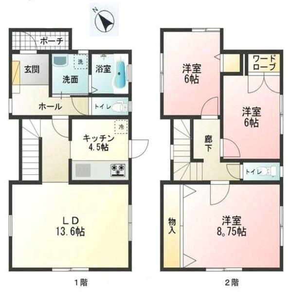 Floor plan. 13.4 million yen, 3LDK, Land area 203.46 sq m , Building area 94.39 sq m
