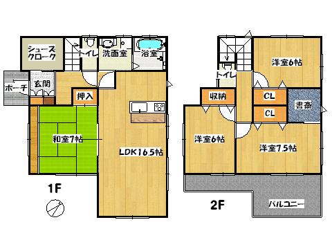 Floor plan. 22,390,000 yen, 4LDK, Land area 231.74 sq m , Building area 105.99 sq m