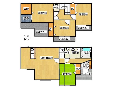 Floor plan. 24,390,000 yen, 4LDK, Land area 184.33 sq m , Building area 108.06 sq m