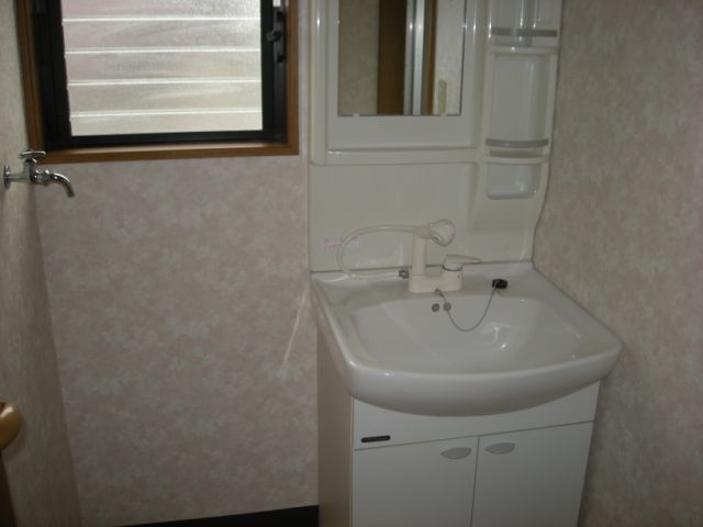 Washroom. Washbasin with a convenient shampoo dresser in the morning of preparation