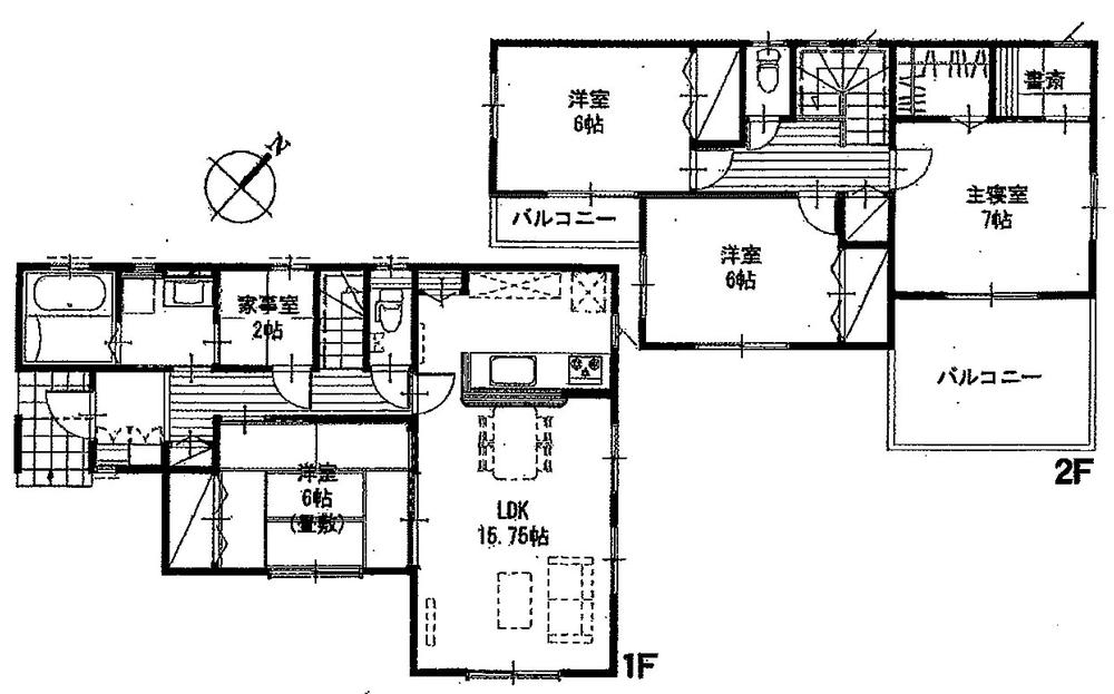 Floor plan. 23,390,000 yen, 4LDK, Land area 210.8 sq m , Building area 107.64 sq m