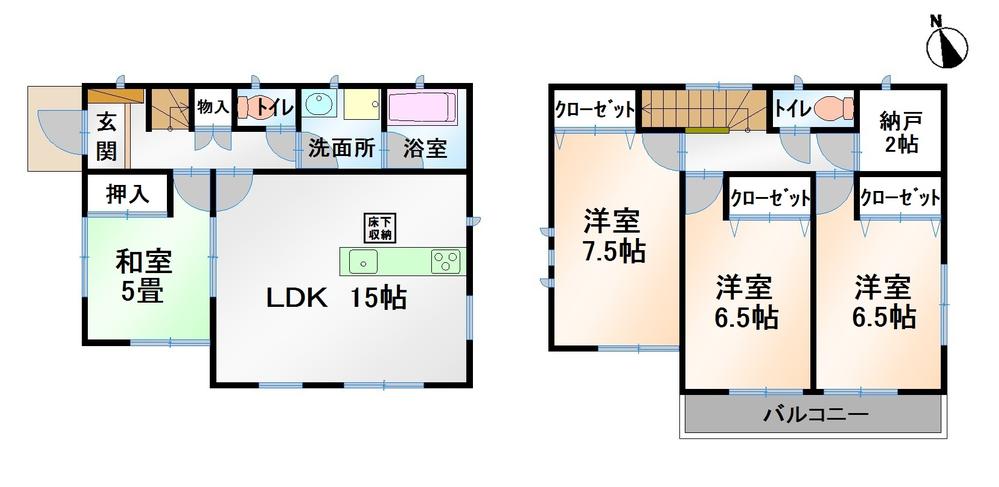 Floor plan. 18,800,000 yen, 4LDK, Land area 291.72 sq m , Building area 97.2 sq m 1 Building