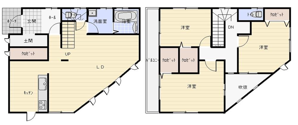 Floor plan. 20.8 million yen, 4LDK, Land area 158.44 sq m , Building area 109.61 sq m