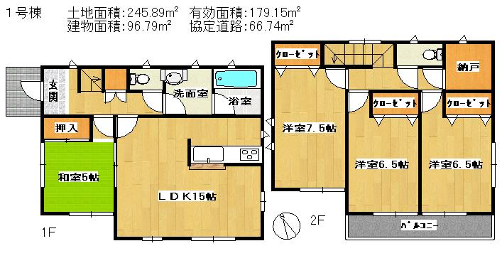 Floor plan. 19,800,000 yen, 4LDK, Land area 245.89 sq m , Building area 96.79 sq m