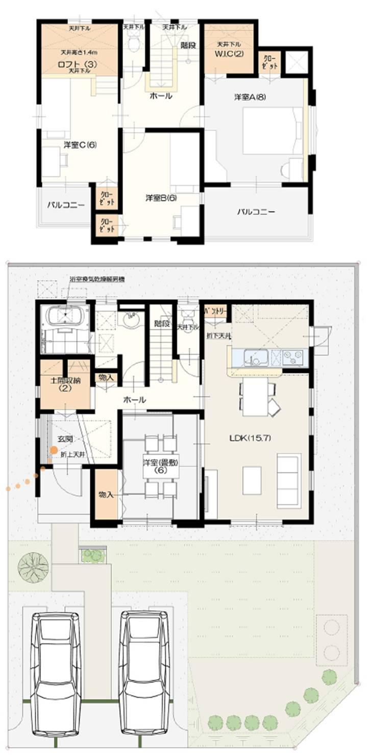 Floor plan. (No. 3 locations), Price 28.6 million yen, 4LDK, Land area 185 sq m , Building area 111.97 sq m
