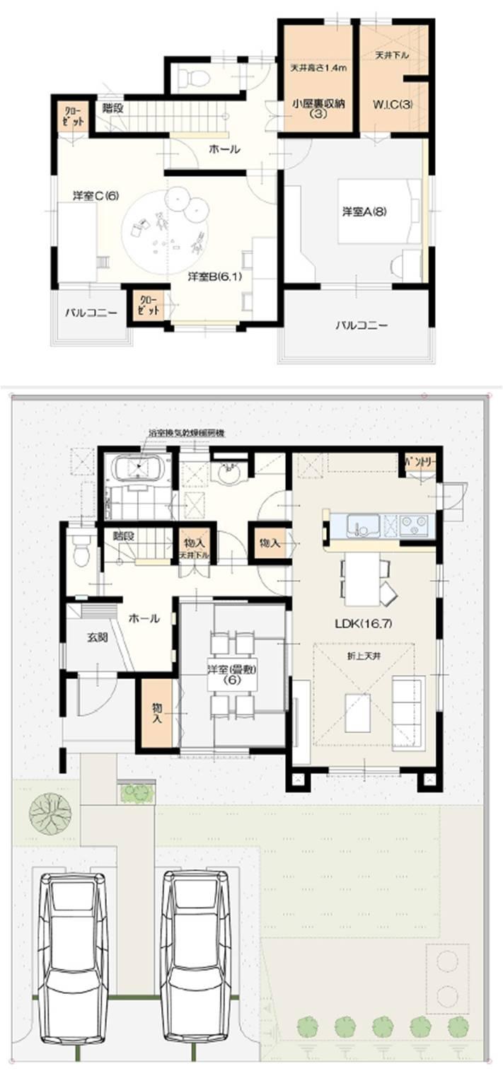 Floor plan. (No. 2 locations), Price 28,200,000 yen, 3LDK, Land area 185 sq m , Building area 111.97 sq m