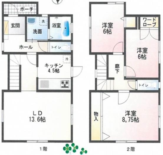 Floor plan. 13.4 million yen, 3LDK, Land area 203.46 sq m , Building area 94.39 sq m