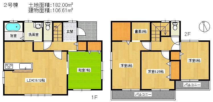 Floor plan. 20,390,000 yen, 4LDK, Land area 182 sq m , Building area 106.61 sq m
