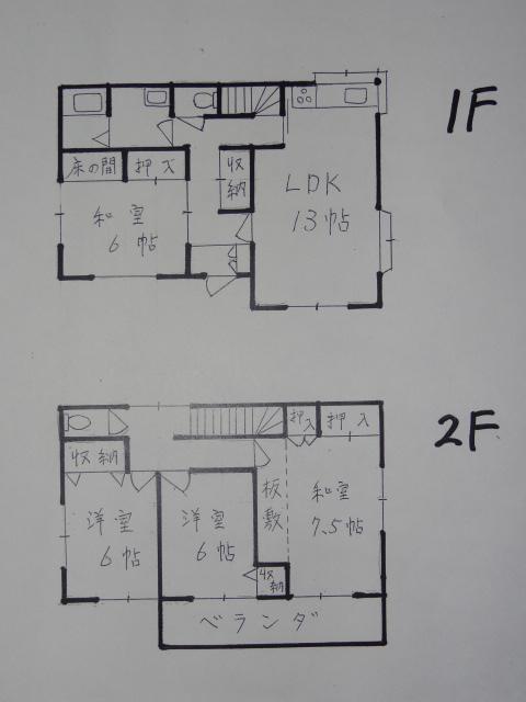 Floor plan. 13.8 million yen, 4LDK, Land area 151.49 sq m , Building area 102.67 sq m 4LDK, Second floor of the Japanese-style room is 9.5 quires including planking. 