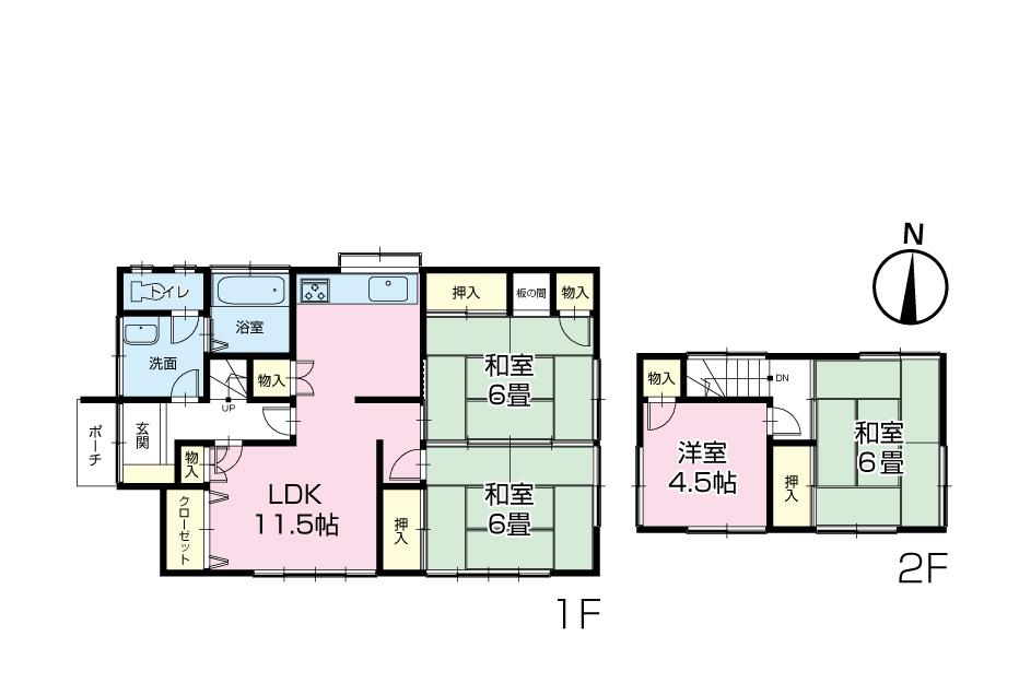 Floor plan. 9,980,000 yen, 4LDK, Land area 544.42 sq m , Building area 85.28 sq m