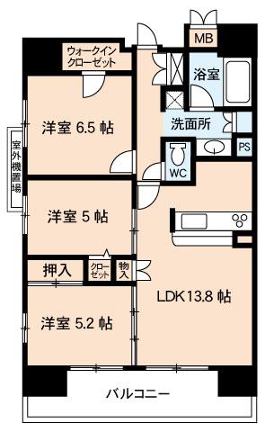 Floor plan. 3LDK, Price 11,980,000 yen, Footprint 70.2 sq m , Balcony area 11.36 sq m