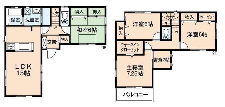 Floor plan. 17,390,000 yen, 4LDK, Land area 127 sq m , Building area 107.65 sq m