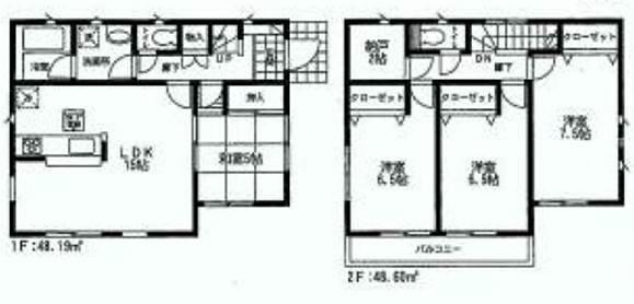Floor plan. 19,800,000 yen, 4LDK, Land area 221.61 sq m , Building area 96.79 sq m