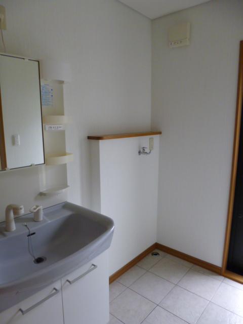 Wash basin, toilet. The floor is very nice. 