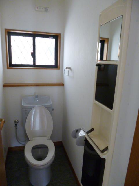 Toilet. It is convenient there is a simple storage in the toilet. 