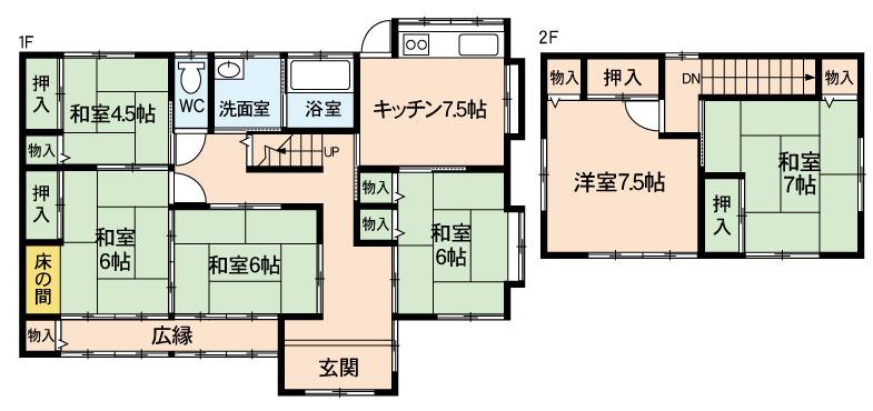 Floor plan. 12.8 million yen, 6K, Land area 254.85 sq m , Building area 122.28 sq m