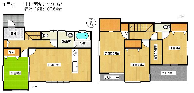 Floor plan. 20,390,000 yen, 4LDK, Land area 182 sq m , Building area 107.64 sq m