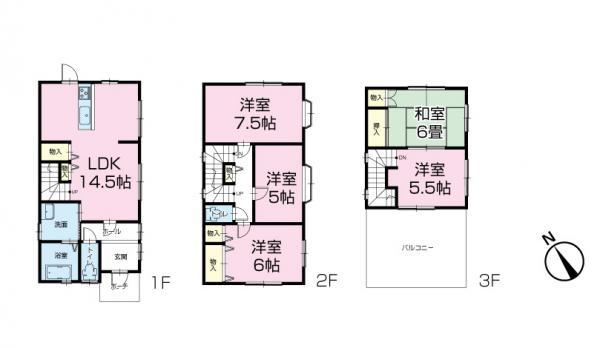 Floor plan. 17.8 million yen, 5LDK, Land area 109.35 sq m , Building area 129 sq m parking two. It is a two-story 5LDK.