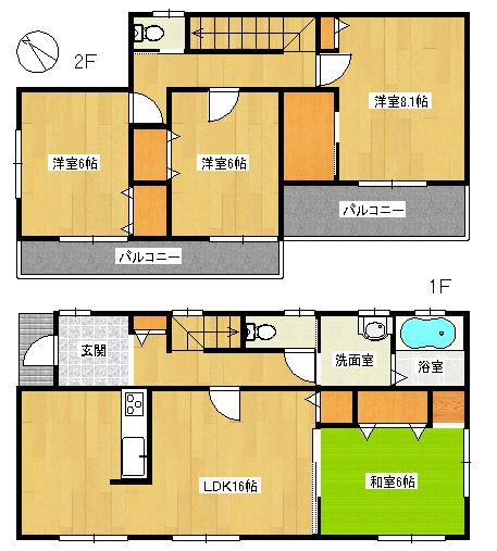 Floor plan. 18,390,000 yen, 4LDK, Land area 161.11 sq m , Building area 104.75 sq m