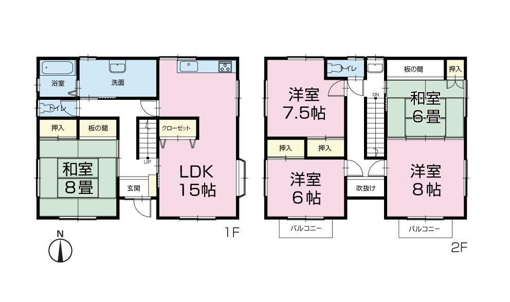 Floor plan. 15.8 million yen, 4LDK, Land area 513.52 sq m , Building area 133.76 sq m