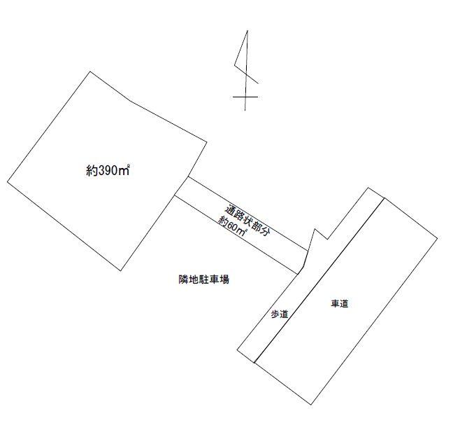 Compartment figure. Land price 12,980,000 yen, Land area 390 sq m Current Status: Parking ・ There Furuya