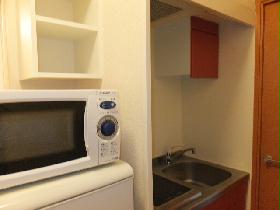 Kitchen. It is the state of the kitchen. Convenient also comes with a refrigerator and microwave