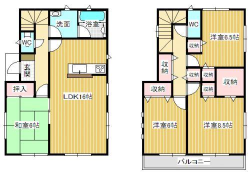 Floor plan. 18,800,000 yen, 4LDK, Land area 181.88 sq m , Building area 104.49 sq m all rooms Corner Room! 