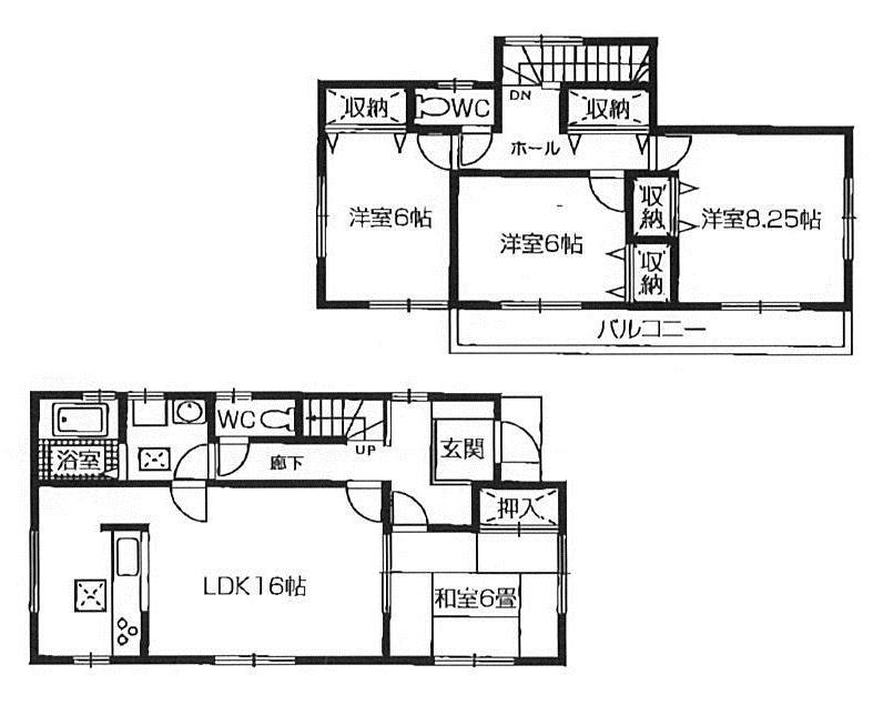Floor plan. (6 Building), Price 21.3 million yen, 4LDK, Land area 264.83 sq m , Building area 105.98 sq m
