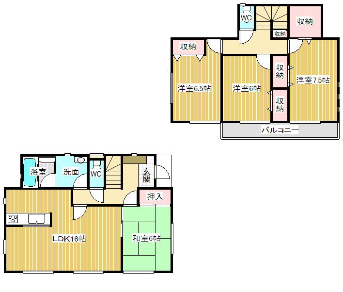 Floor plan. 22,800,000 yen, 4LDK, Land area 198.99 sq m , Floor plan of the building area 101.65 sq m Zenshitsuminami direction! 