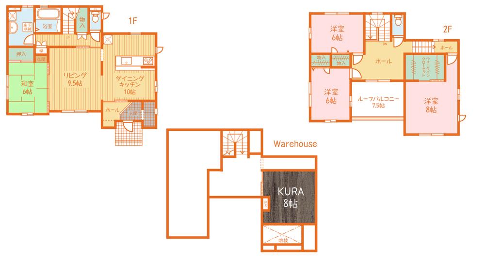 Floor plan. 21,800,000 yen, 4LDK + S (storeroom), Land area 208.59 sq m , Building area 127.52 sq m center is "KURA"! 