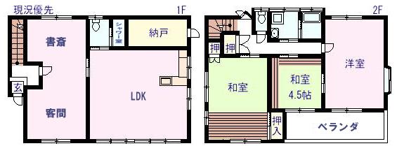 Floor plan. 14.8 million yen, 4LDK + S (storeroom), Land area 524.85 sq m , Building area 135.16 sq m floor plan