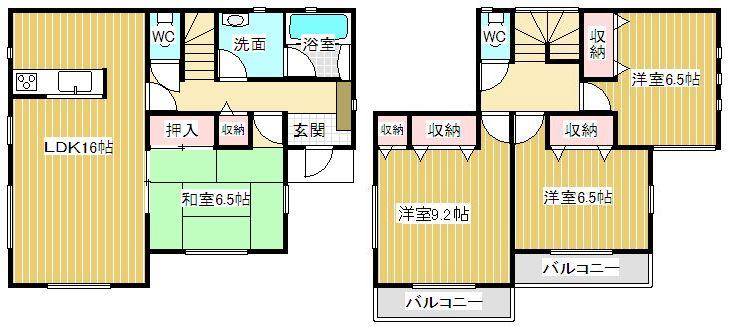 Floor plan. 21,800,000 yen, 4LDK, Land area 202.71 sq m , Floor plan of the building area 103.67 sq m Zenshitsuminami facing & corner room! 