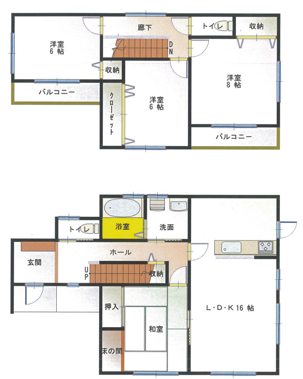 Floor plan. 23.8 million yen, 4LDK, Land area 164.62 sq m , If the building area 107.64 sq m present situation and the drawing is different, we will give priority to the current state. 