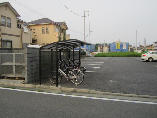 Parking lot. Parking Lot, Bicycle parking lot full pavement.