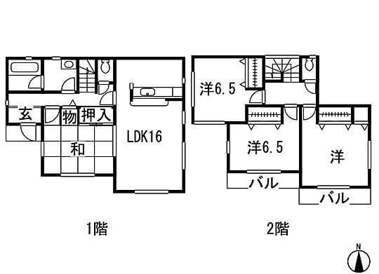 Floor plan. (Building 2), Price 14.8 million yen, 4LDK, Land area 225.19 sq m , Building area 102.46 sq m