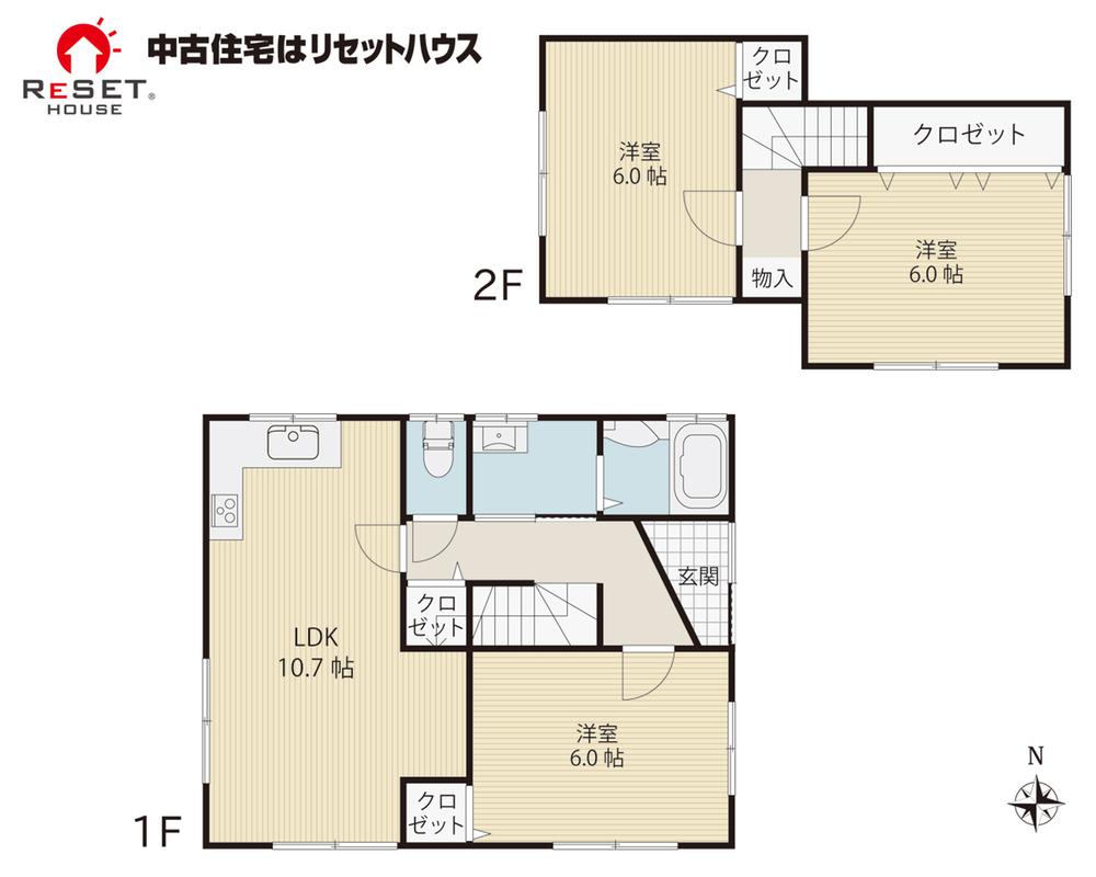 Floor plan. 13,480,000 yen, 3LDK, Land area 149.92 sq m , Building area 69.55 sq m