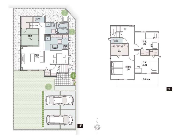 Floor plan.  [5 Building] So we have drawn on the basis of the Plan view] drawings, Plan and the outer structure ・ Planting, etc., It may actually differ slightly from. Also, car ・ furniture ・ Furniture etc. are not included in the price. 