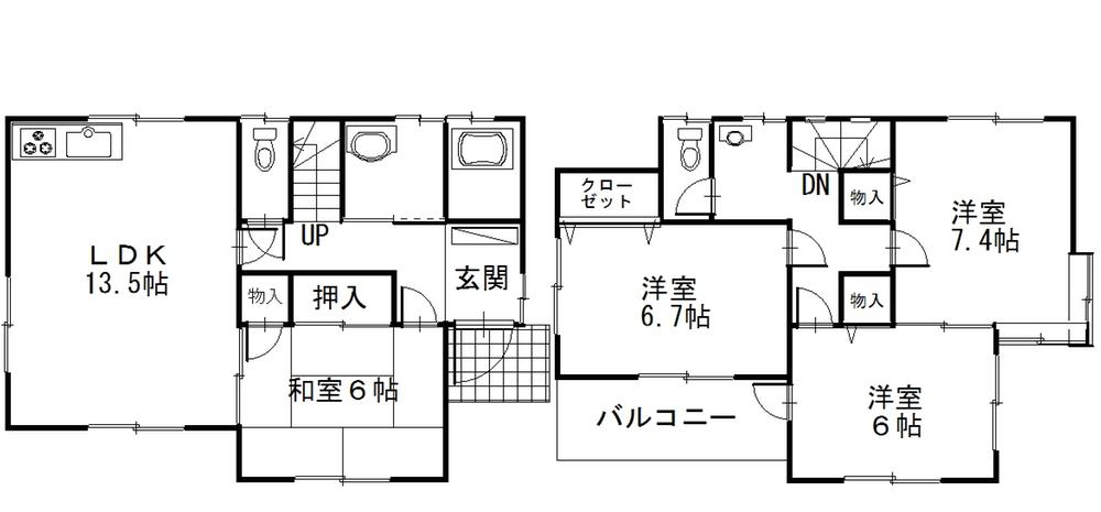 Floor plan. 13,770,000 yen, 4LDK, Land area 126.84 sq m , Building area 95.64 sq m