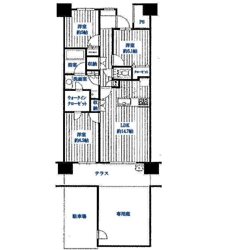 Floor plan. 3LDK, Price 15.8 million yen, Occupied area 73.74 sq m