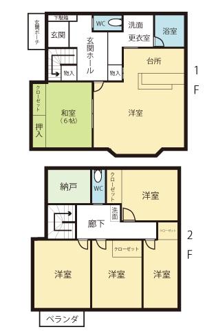 Floor plan. 19,800,000 yen, 5LDK, Land area 181.82 sq m , Building area 125.62 sq m