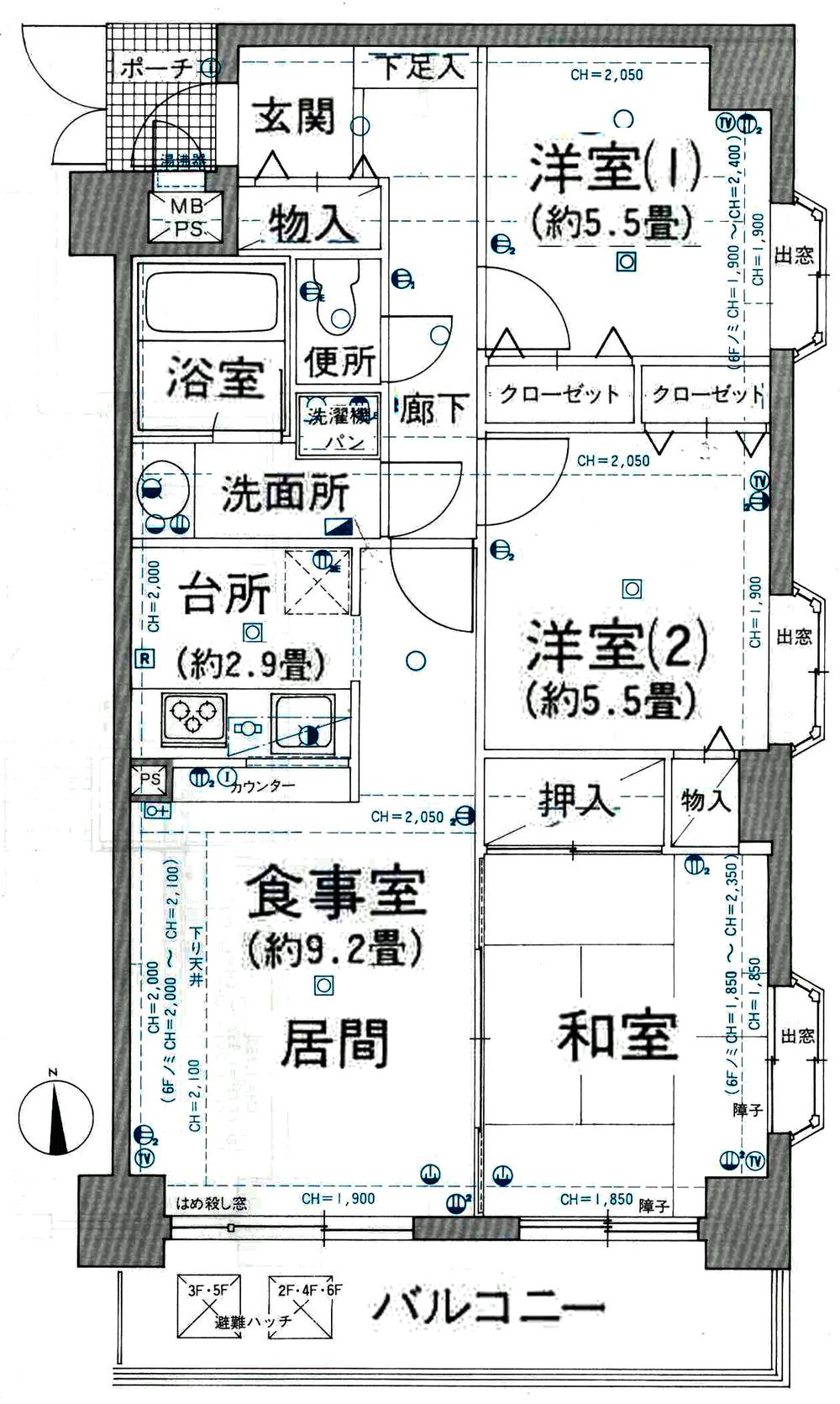 Floor plan. 3LDK, Price 8.3 million yen, Occupied area 69.79 sq m , Balcony area 8.82 sq m floor plan