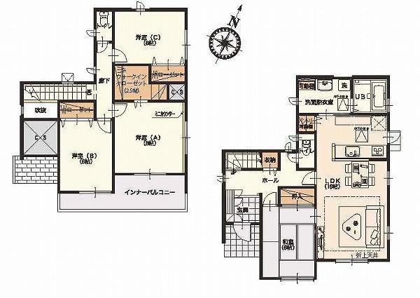Floor plan. (1 Building), Price 32,400,000 yen, 4LDK, Land area 175.63 sq m , Building area 109.3 sq m